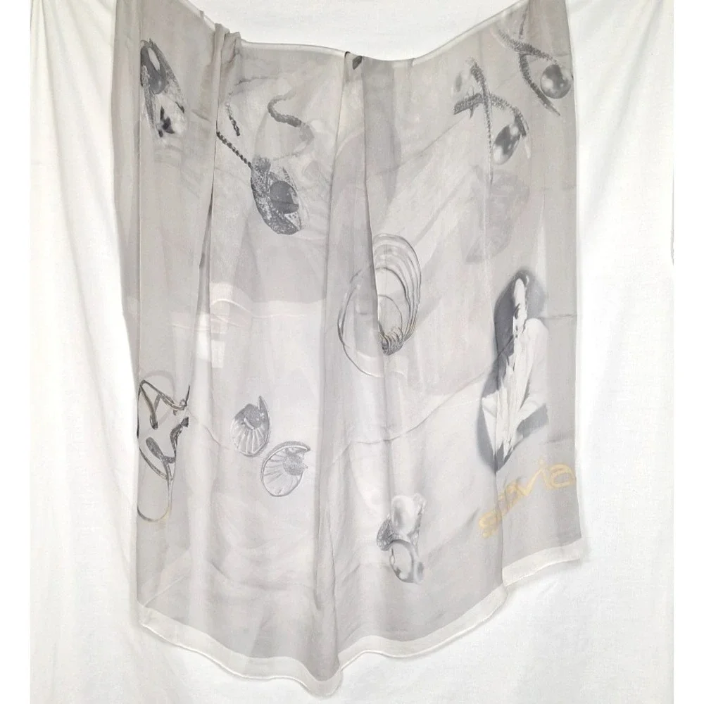 Vintage SCAVIA Chiffon Silk Art Scarf 54x54